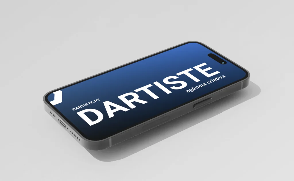 iPhone a mostrar um anúncio digital da marca Dartiste na sua tela.
